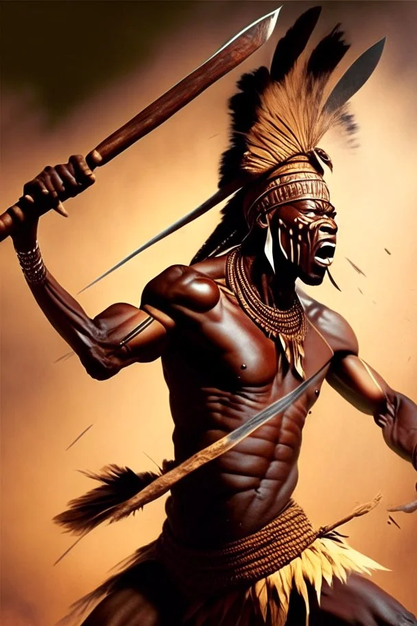 Shaka zulu throwing a spear