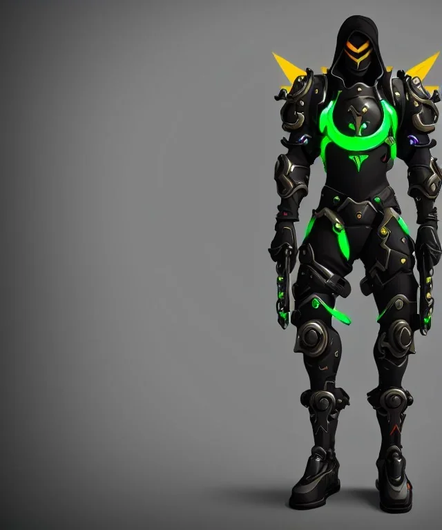 cyber ninja, black metal armor, futuristic suit, imperious, 8k resolution, overwatch, genji, color, vibrant