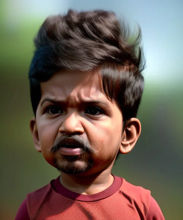 Raj kootrappali toddler, full body, dramatic lighting, angry, hyper realistic,