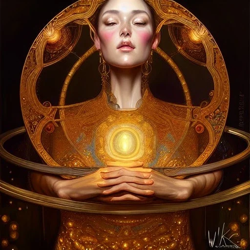 magic portal, glistening oiled shiny, intricate, Exquisite details and textures, highly detailed, digital painting by WLOP, Artgerm, Rembrandt, Gustav Klimt 8k