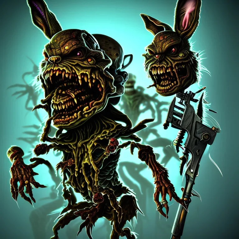 Bug bunny personnage cartoon style zombie iron maiden 4k détail ultra