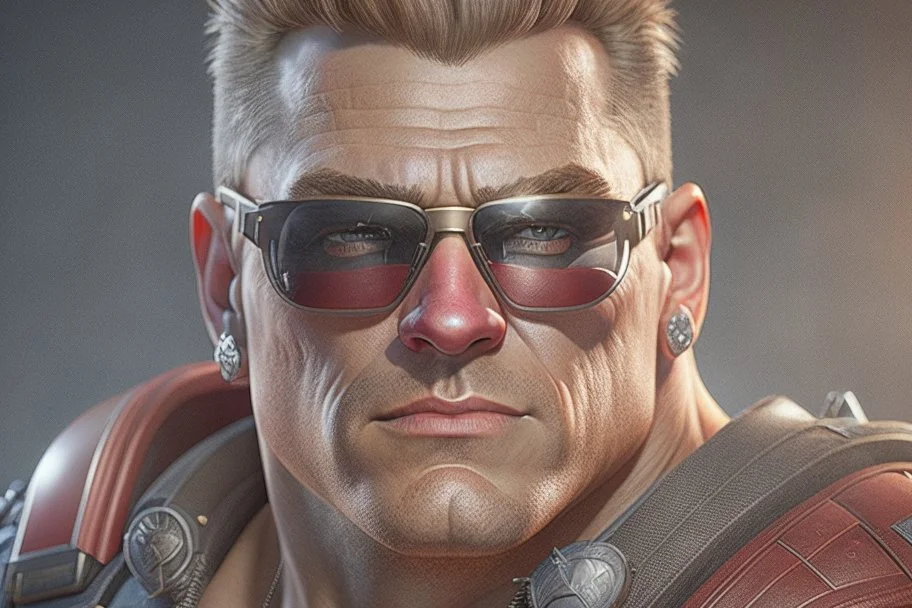 Photoreal Duke Nukem with shades