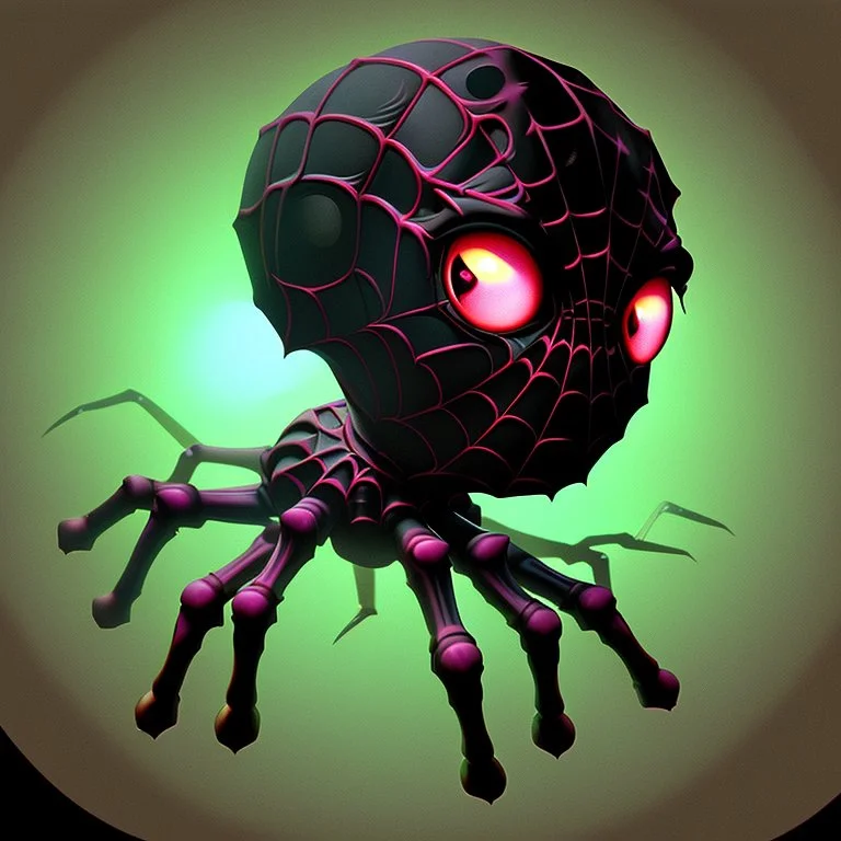 Digital, high quality illustration of spider baby, spider with baby sharp fangs, arachnia art, exaggerated, creepy cute aesthetic, absurdist, craig mullins, vintahe cartoon, airbrush fade, 80s airbrush artwork style, bright caolored retro ... pixel art 16bit retro style .., gothic spider art, creature feature