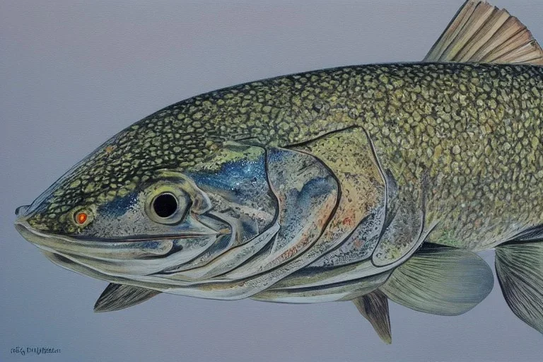 Northern pike painting with face