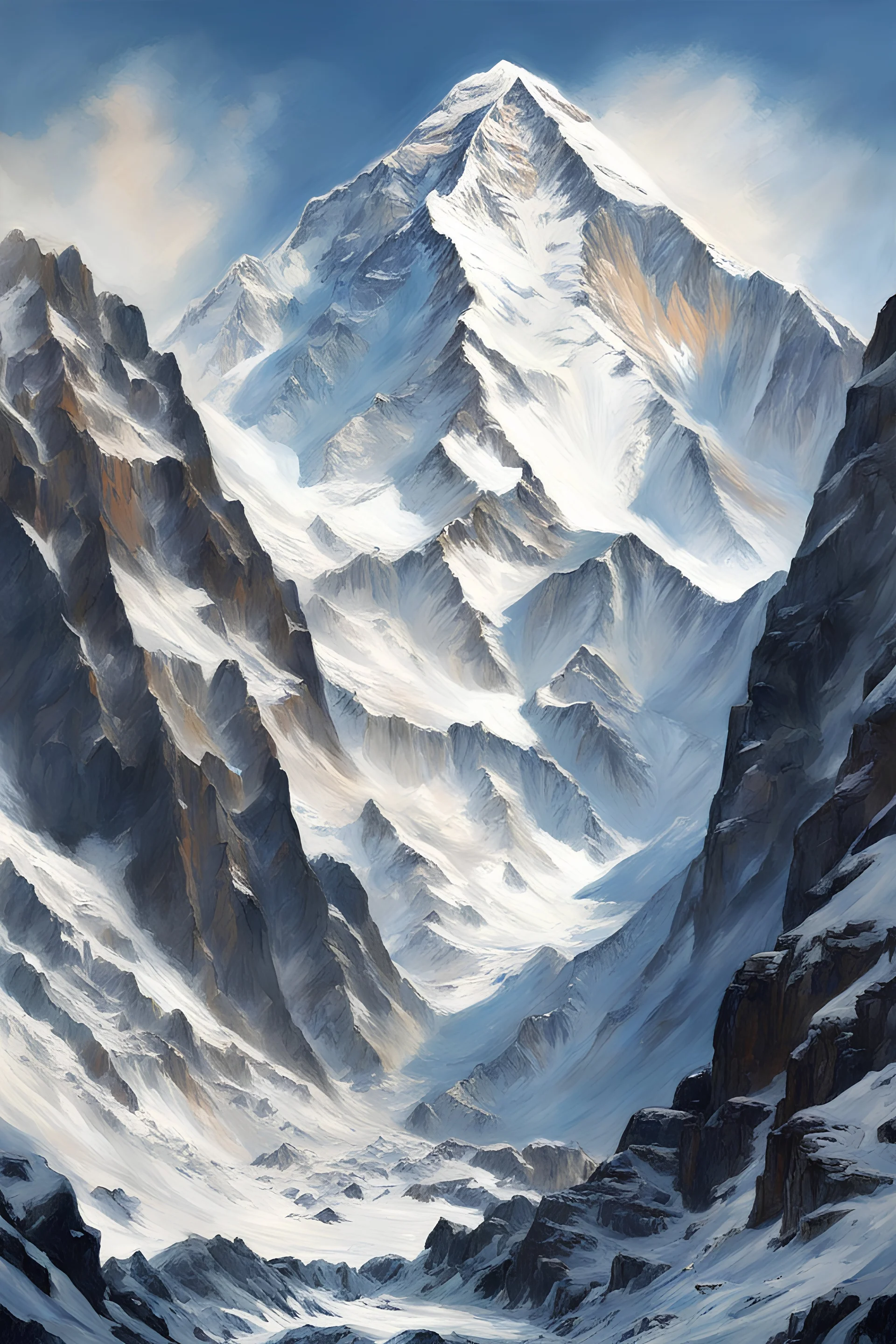 "mount everest" as painting with khumbu icefall