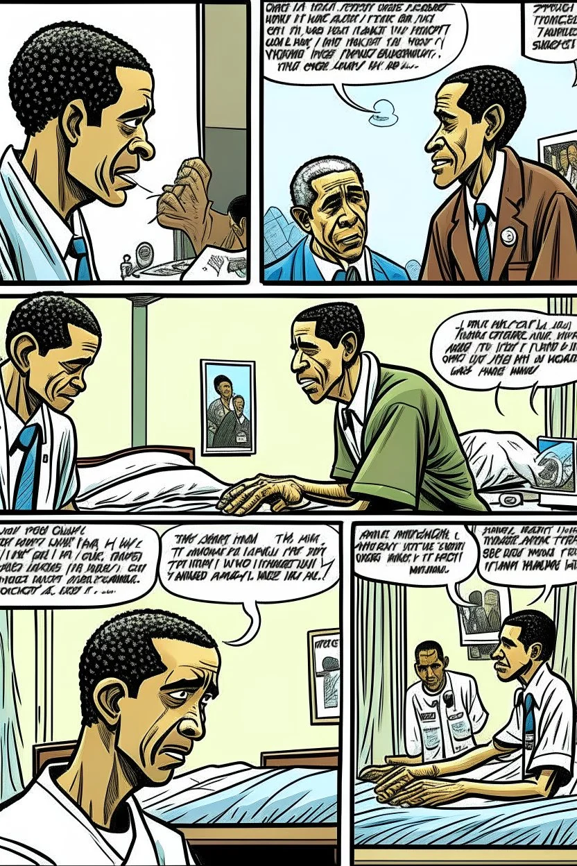 Obama’s hospital incident as a comic strip.