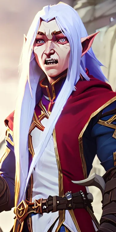 Dungeons and dragons character, wizard elf male, high detail, High definition, long white hair, wizard robe, joyful happy expression, smiling