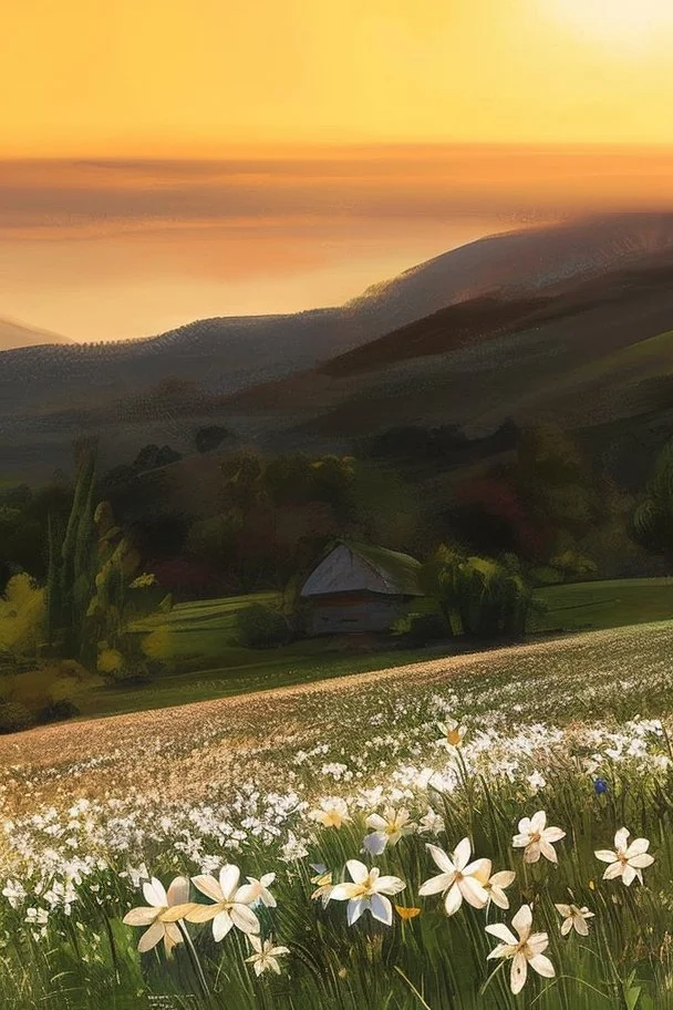 A beautiful classical painting of a field