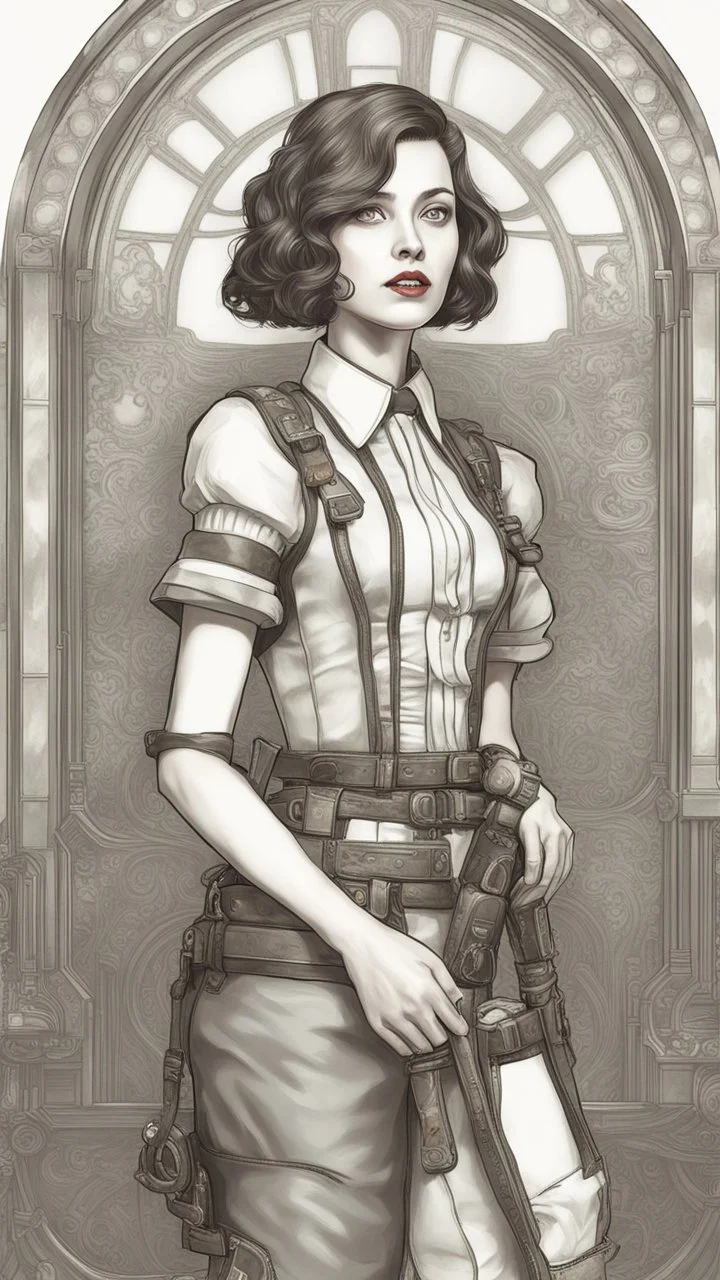 Yong Elizabeth in 8k bioshock artstyle, full body, intricate details, highly detailed, high details, detailed portrait, masterpiece,ultra detailed, ultra quality