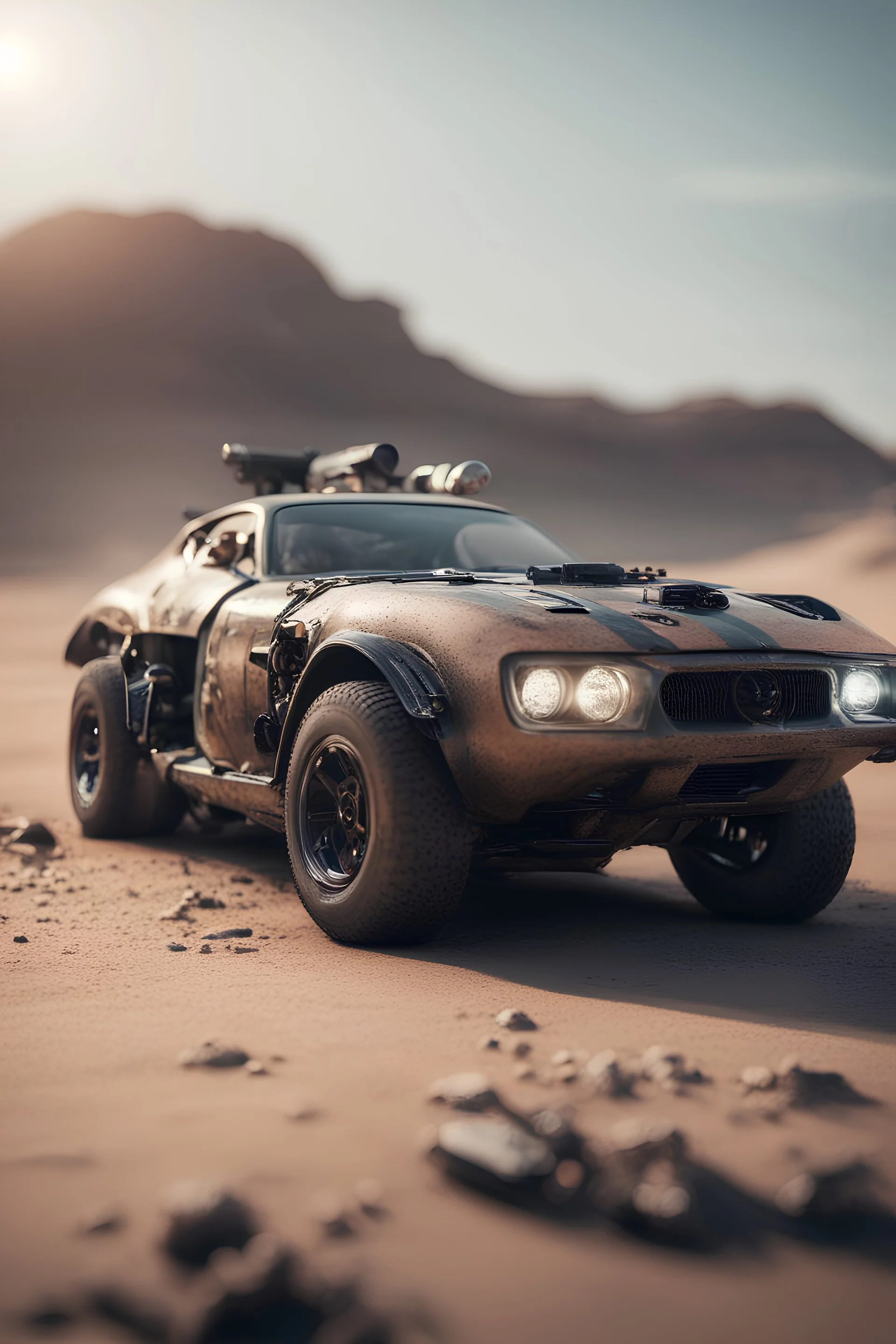 mad max concept car exhibition, bokeh like f/0.8, tilt-shift lens 8k, high detail, smooth render, down-light, unreal engine, prize winning