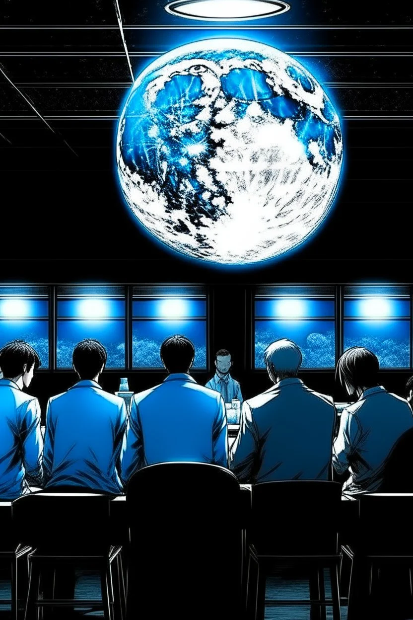 THE MOON HIDDEN SHADOWY FIGURES in the coffee shop meeting big brother STYLE OF HIROKU OGAI