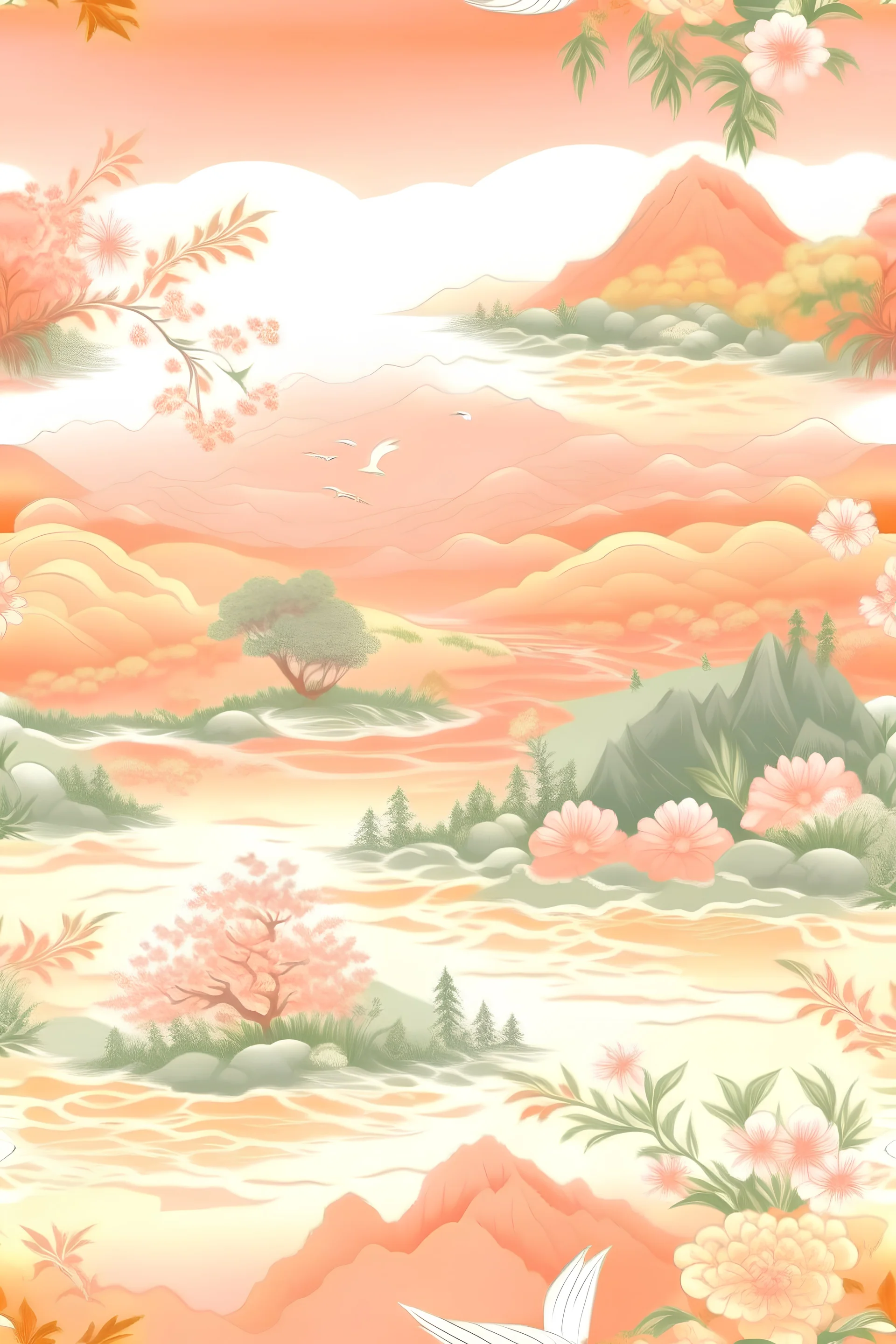 scenery in peach