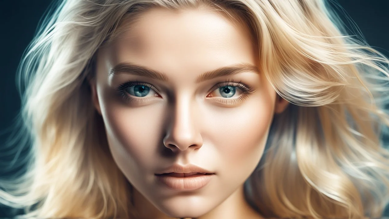 double exposure, portrait of a blonde woman, top view, clear focus, high detail. 3d, 64k, high definition, facial features are presented in high definition, which can be seen in 4K quality. sharp focus, high detail, ultra-quality, ultra-detailed, high detail, very detailed, hard style, Sakimichan style