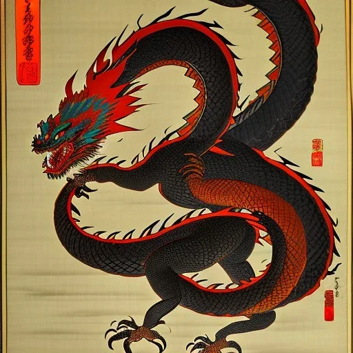 Ukiyo-e painting of a dragon