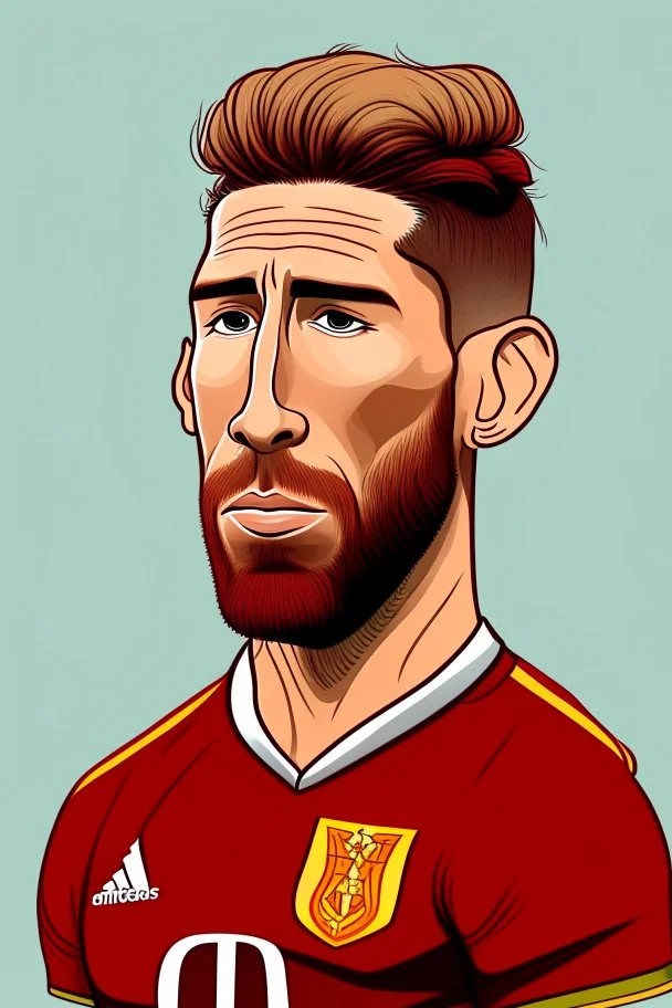 Sergio Ramos Spanish football player ,cartoon 2d