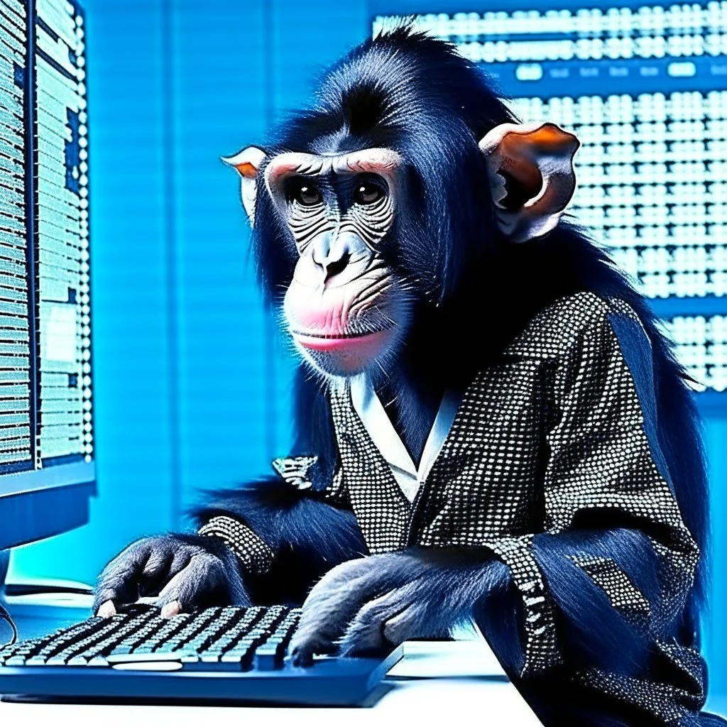 Computer Hacker Monkey. NFT Pixel Art