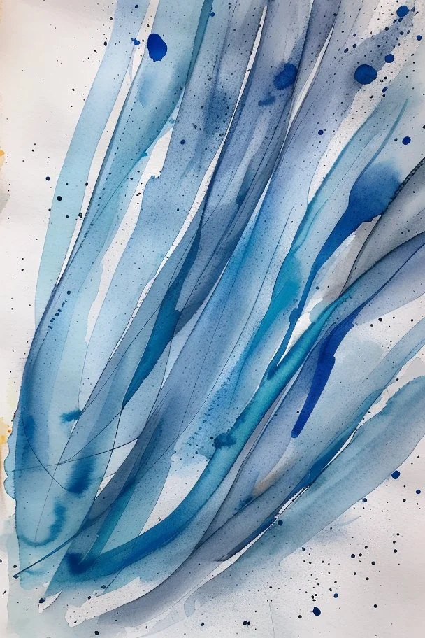 Abstract wet watercolour, grey blue