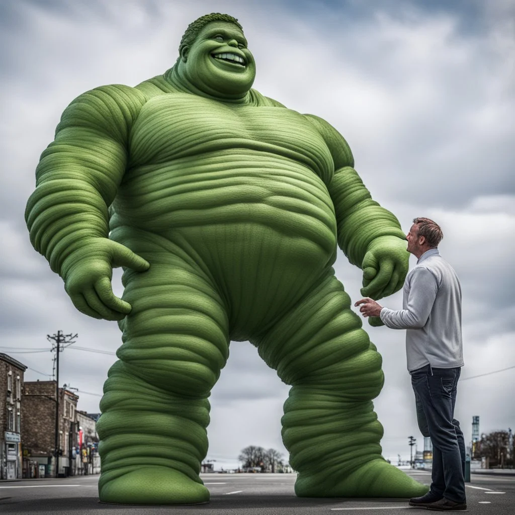 The Michelin Man meets the Jolly Green giant