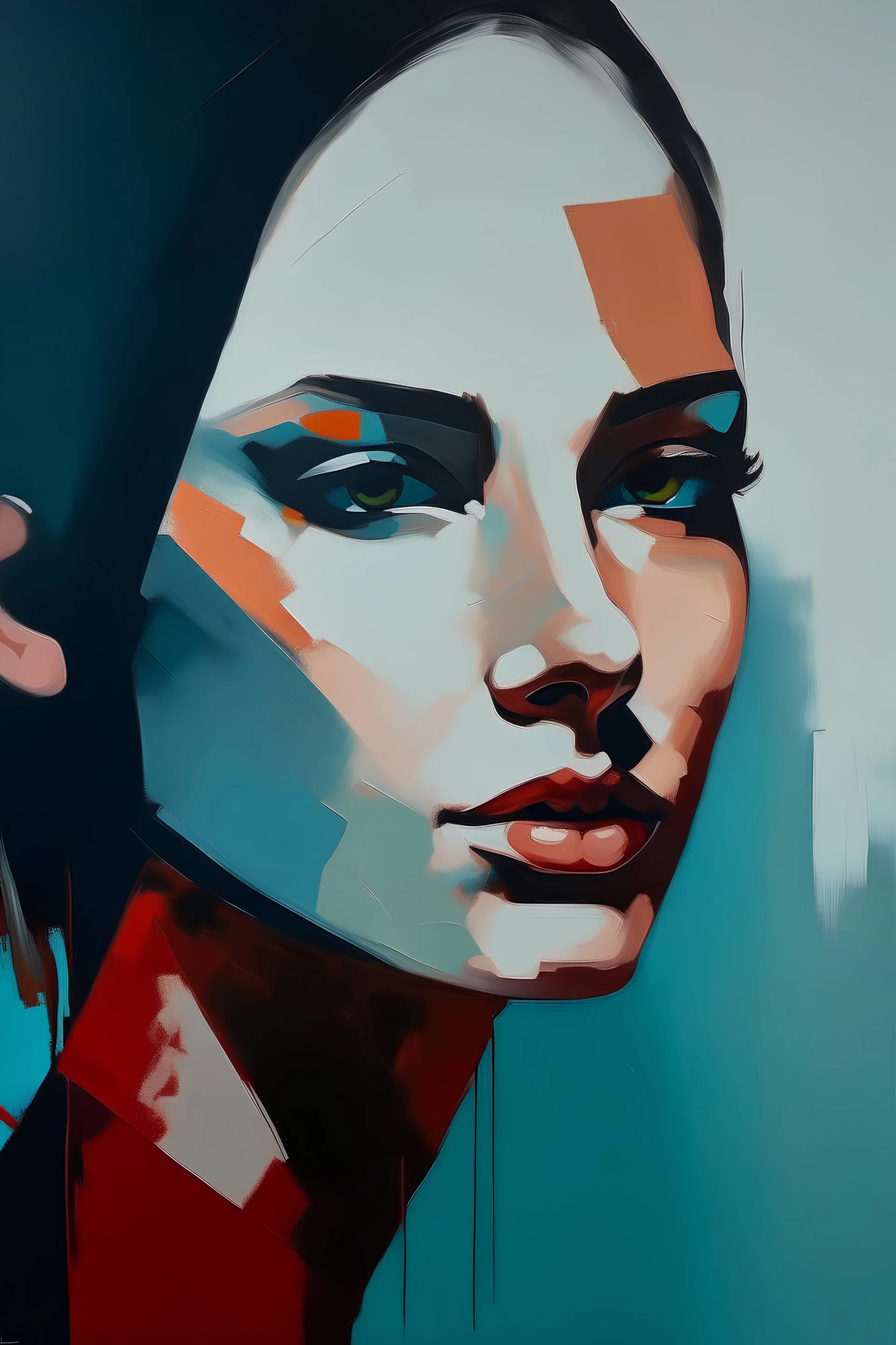 Minimalistic painting of woman face