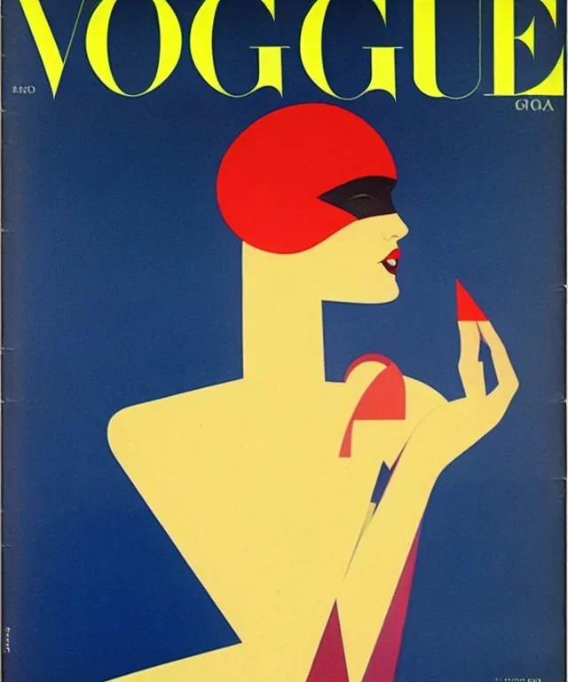 Front Cover of Vogue. Art by "Eduardo García Benito" "Benito". Striking covers in which he combined geometry with color contrasts in an impressive way. End of the roaring twenties of the twentieth century.