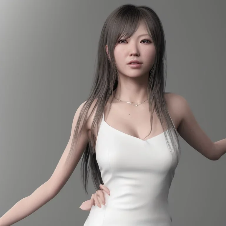 portrait only hitomi tanaka, white dress, 8k, highly realistic, octane render,