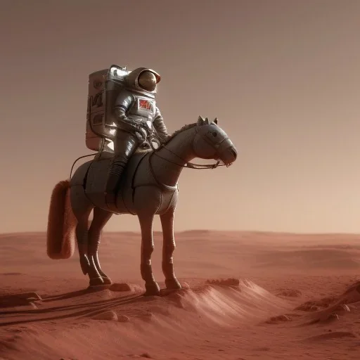 Riding horse astronaut mars