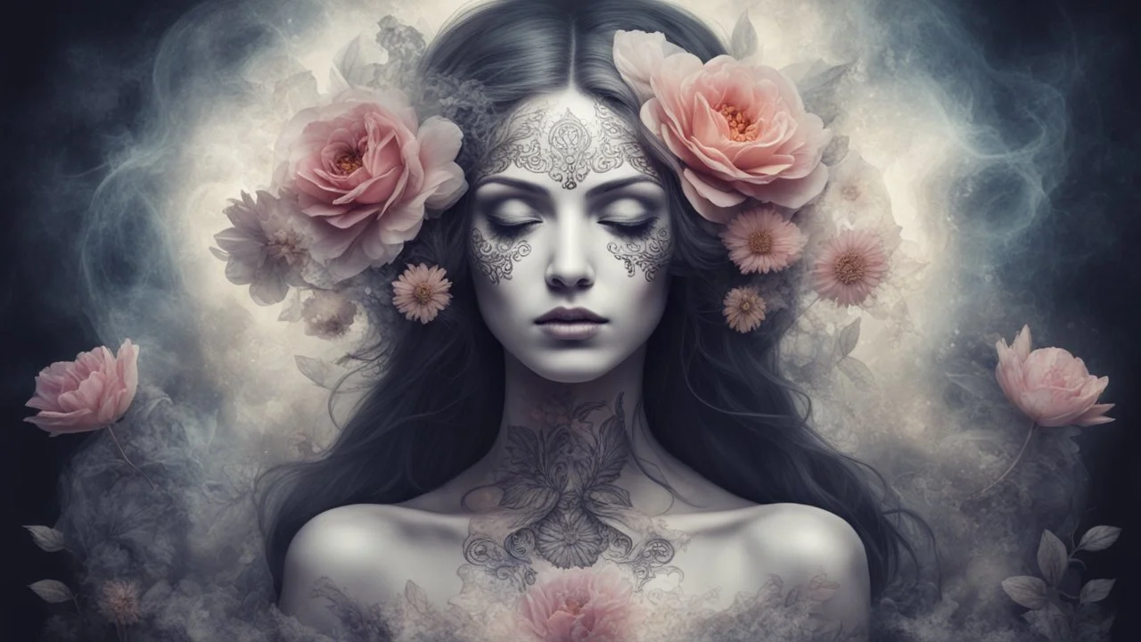 beautiful woman phantom, flower, mysticism, esotericism,