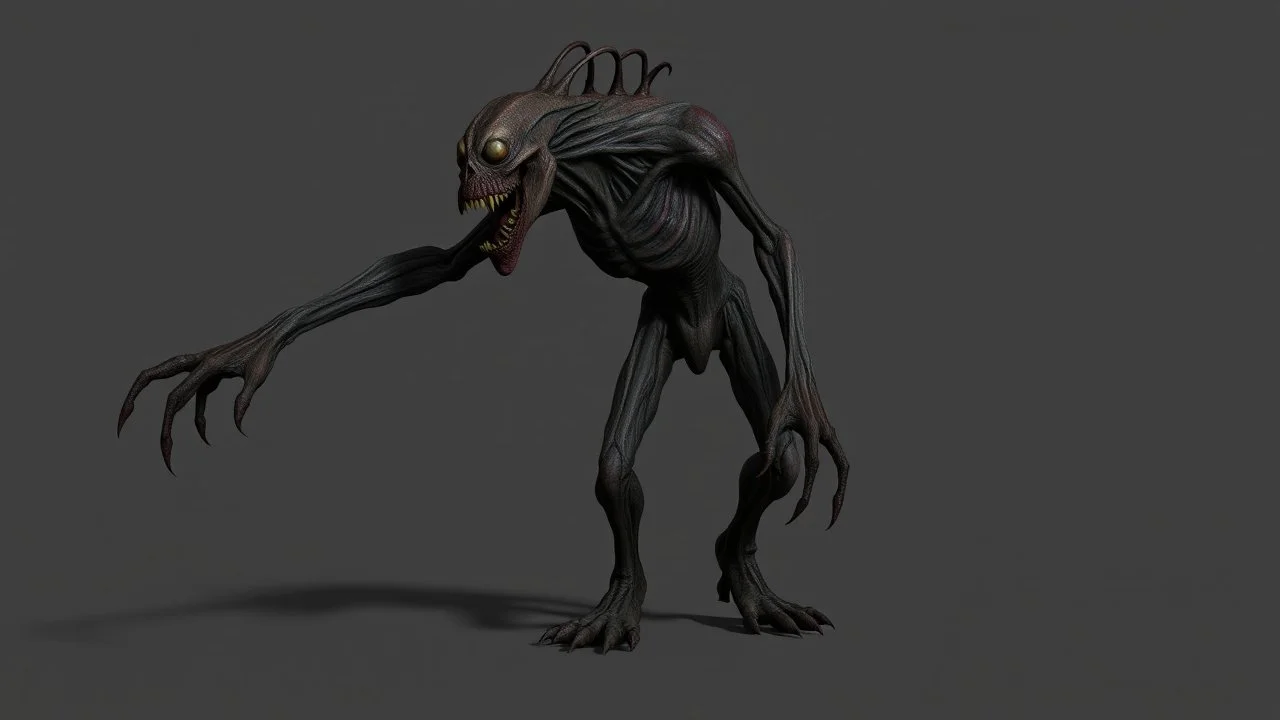 monster for a russian horror videogame, silent hill style, creepy, 3d model, t-pose