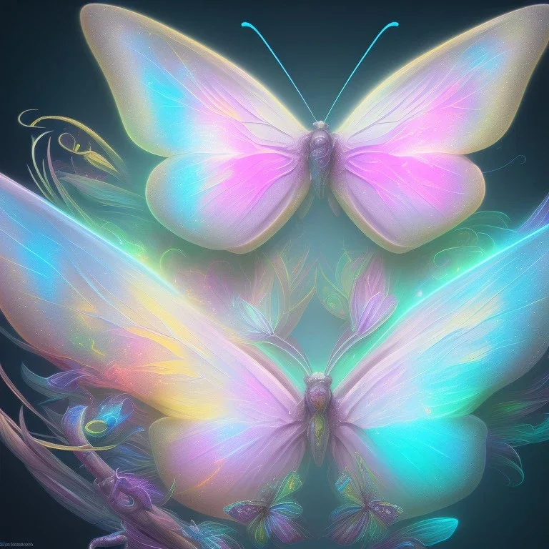 luminous pastel colors, butterfly