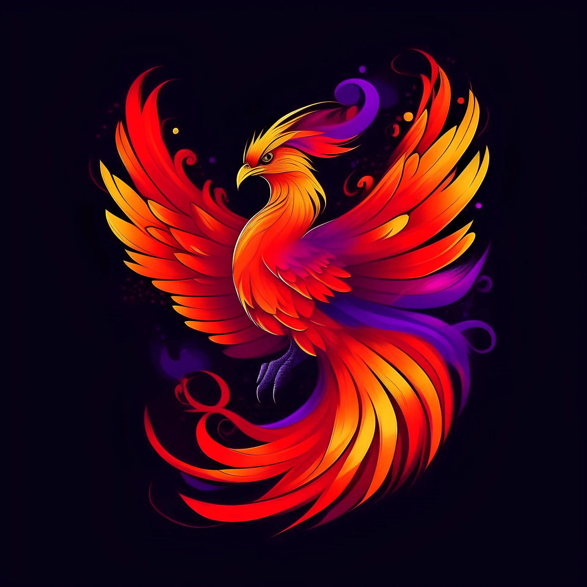 Make phoenix with red, orange, purple color, agresive, cool, king