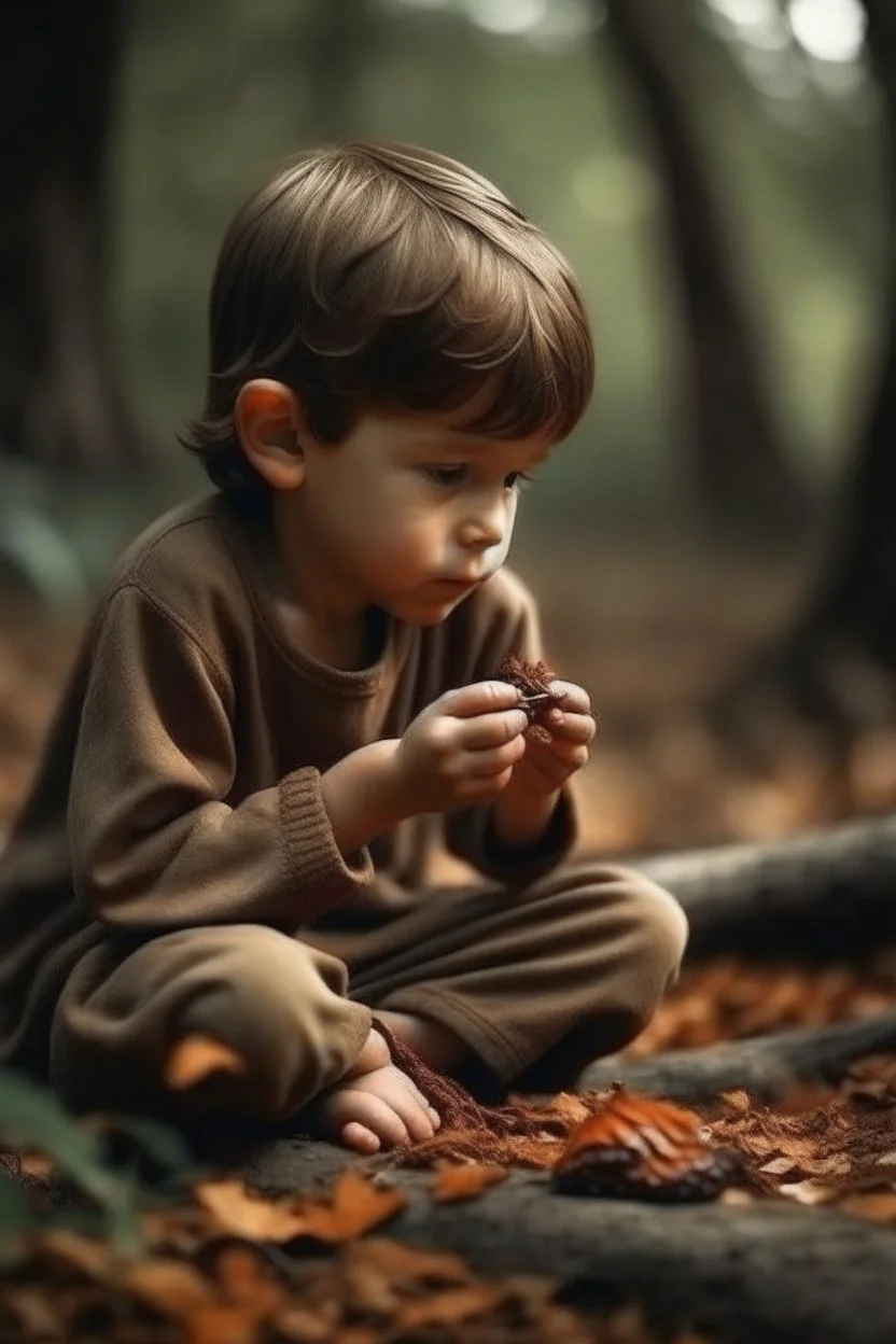 en fattig dreng der sidder og spiser en skovsnegl