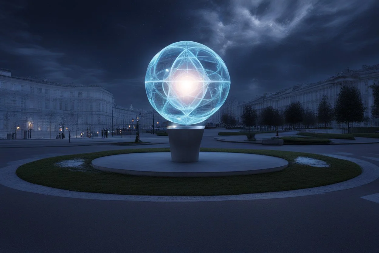 статуя на улице, Шар как атом/молекула: Сделать поверхность шара похожей на модель атома или молекулы, используя геометрические формы, светящиеся элементы или проекцию. . Для этого можно использовать различные геометрические формы, такие как круги, треугольники, шестиугольники и т. д., чтобы создать абстрактное изображение структуры атома или молекулы. Кроме того, возможно использование светящихся элементов, чтобы придать статуе особую магическую атмосферу и привлечь внимание прохожих ночью.