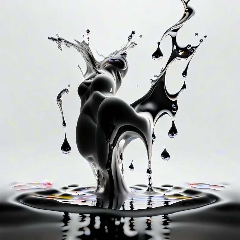 AI black body glass water art realisticv2 surrealism 4k resolution white blackground white