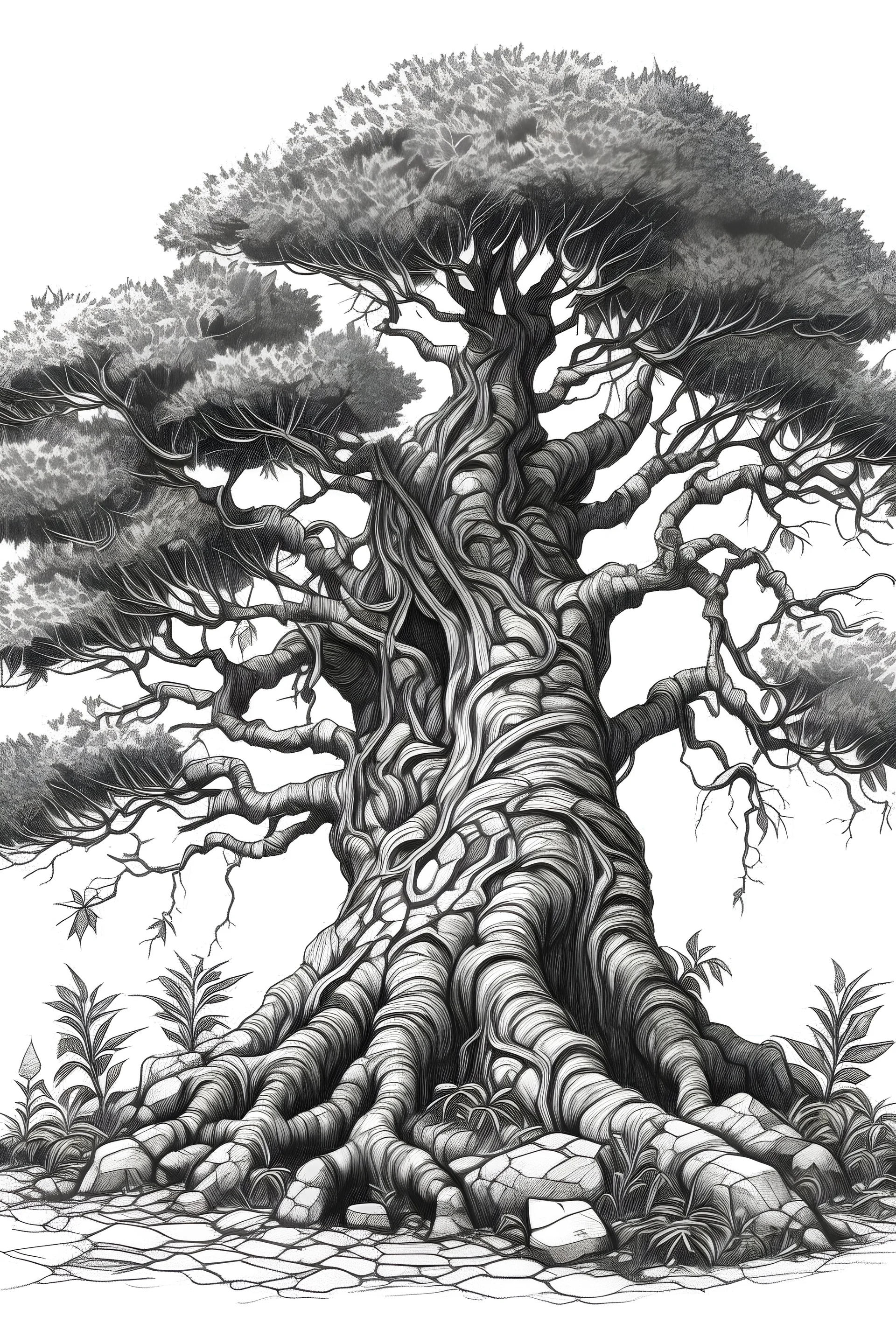 dibujo de una runa de un albol poco detallado