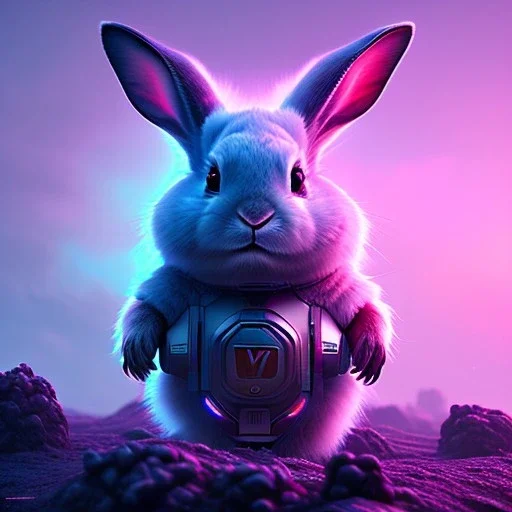 pixar style anamorphic cute cyberpunk rabbit baby, smiling, full body, magenta puffer jacket, manila city backdrop, hyper realistic, unreal engine 5, 16k,cinematic background