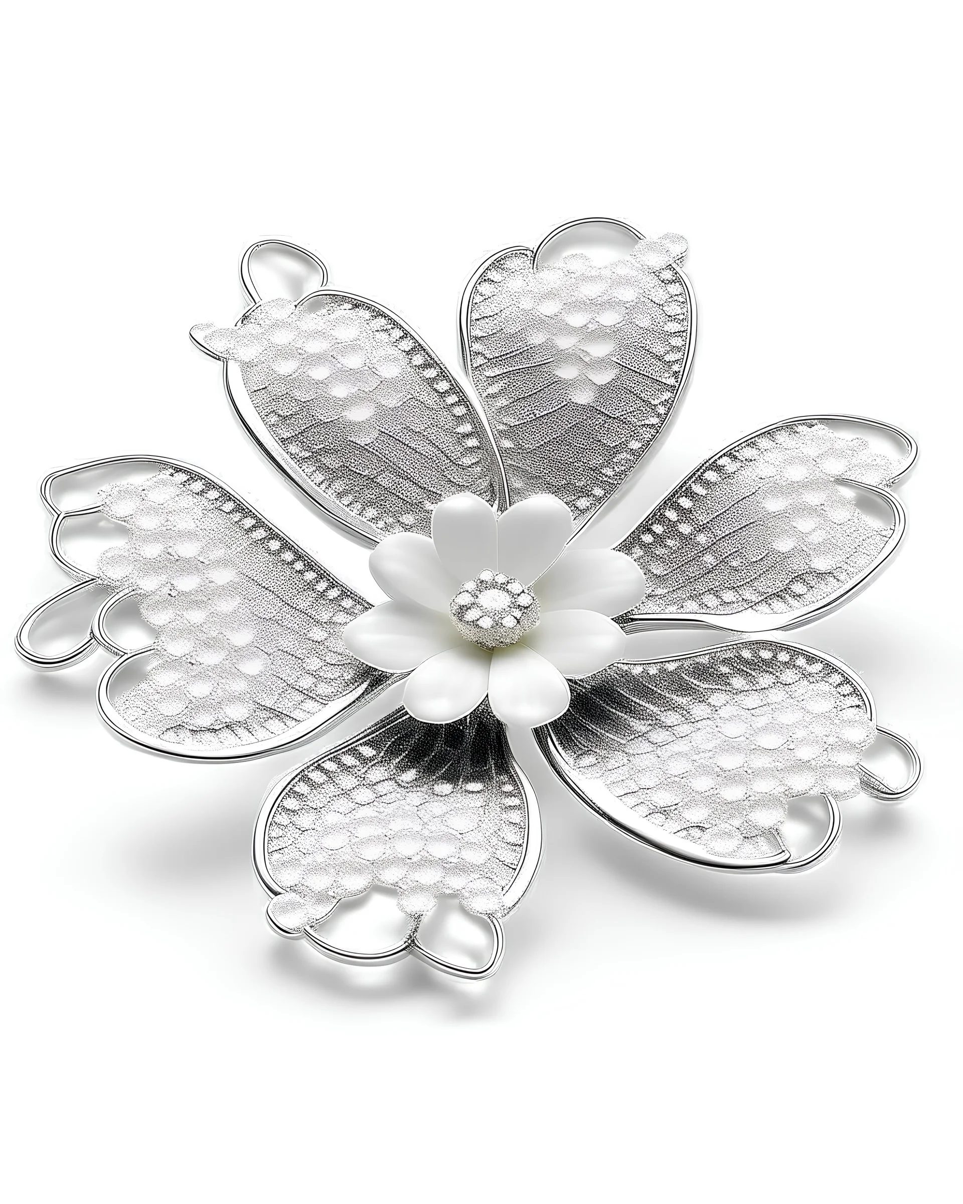 no prospects, jewel, silver material, glitter, flower shape, Flat
