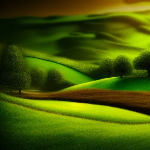 Landscape, the shire, fantasy, green, Brown, warm