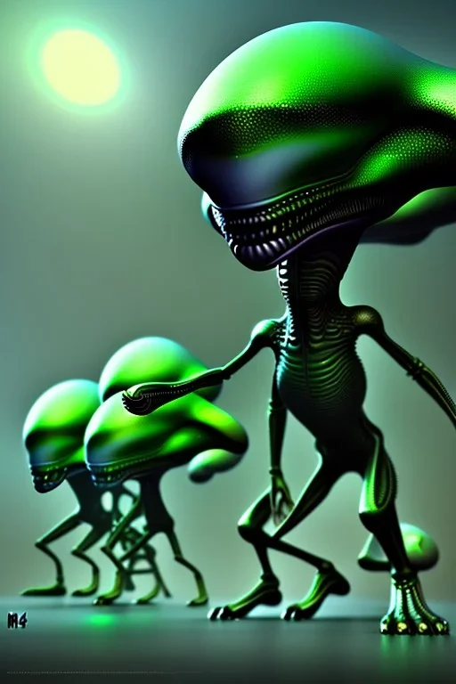 full length aliens clean art NFT, blender 3d