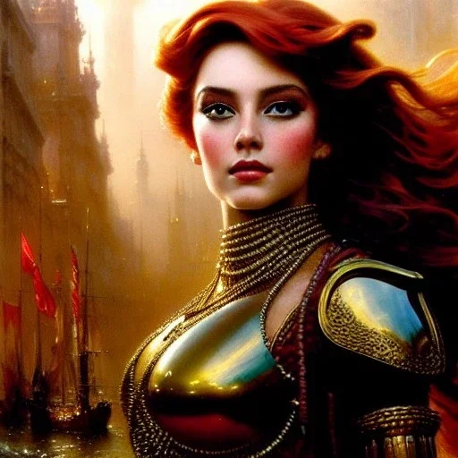 portrait beautiful face -Ariel, The Little Mermaid-,busty,ancient metal armor balanciaga fashion clothe painting by gaston bussiere, greg rutkowski, yoji shinkawa, yoshitaka amano, tsutomu nihei, donato giancola, tim hildebrandt, oil on canvas, cinematic composition, extreme detail,fit full head inside picture,16k