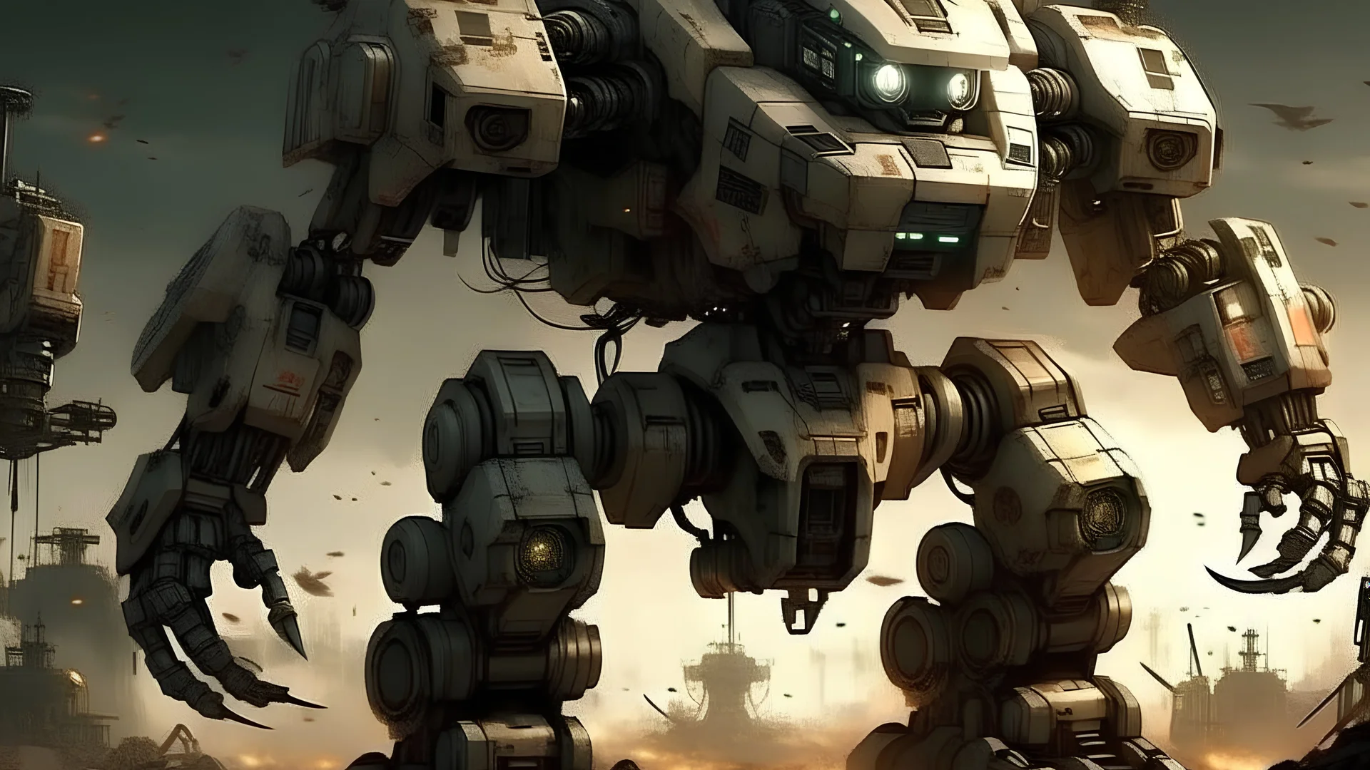 Mecha on war in planet