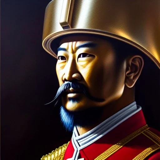 Ultra detailed fullbody Portrait in oil on canvas of Sun Tzu with armor,helmet,extremely detailed digital painting,ultrarealistic skin,intense stare, extremely detailed face, crystal clear eyes, mystical colors ,perfectly centered image, perfect composition, rim light, beautiful lighting,masterpiece ,8k, stunning scene, raytracing, anatomically correct, in the style of Simon Bisley and Ohrai Noriyoshi and robert e howard and Steve Jung and Wizyakuza and uncannyknack.