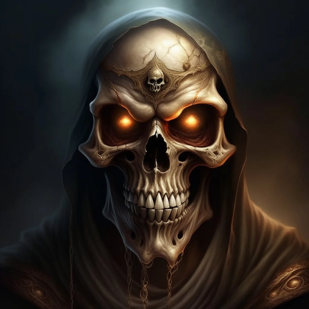 fantasy art, sorcerer, noble, skull mask with one open eye