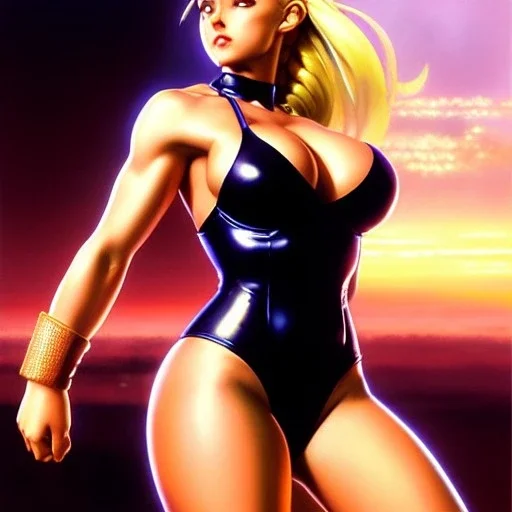 fullbody portrait 'beautiful blonde Sexy busty Cammy(street Fighter)',wearing skintight latex bikini suit,hyperrealistic skin,Hyperrealistic crystal clear eyes,painting by gaston bussiere, greg rutkowski, yoji shinkawa, yoshitaka amano, tsutomu nihei, donato giancola, tim hildebrandt, oil on canvas, cinematic composition, extreme detail,fit full head inside picture,32k