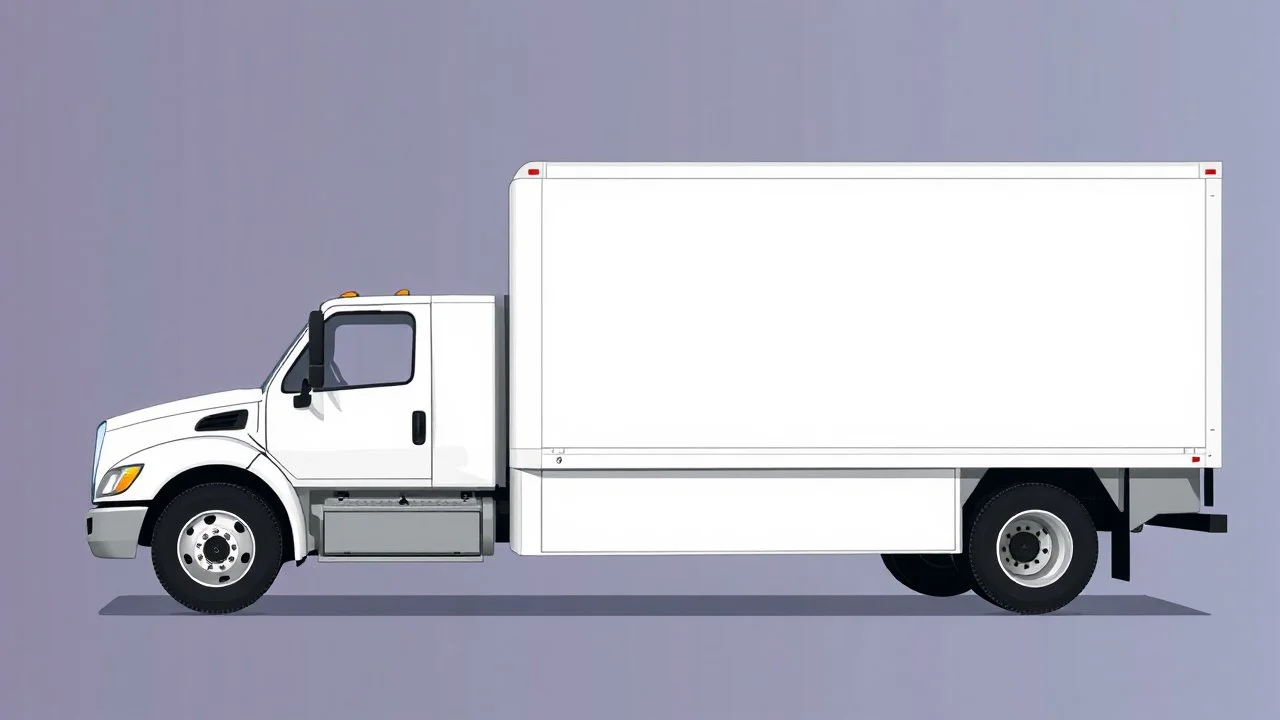 side of a generic truck(white, crew cab, standard box), digital illustration
