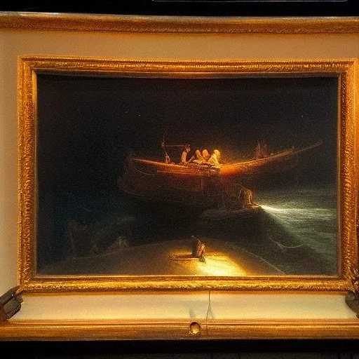 Rembrandt Snowstorm glowing lights ocean flying fish