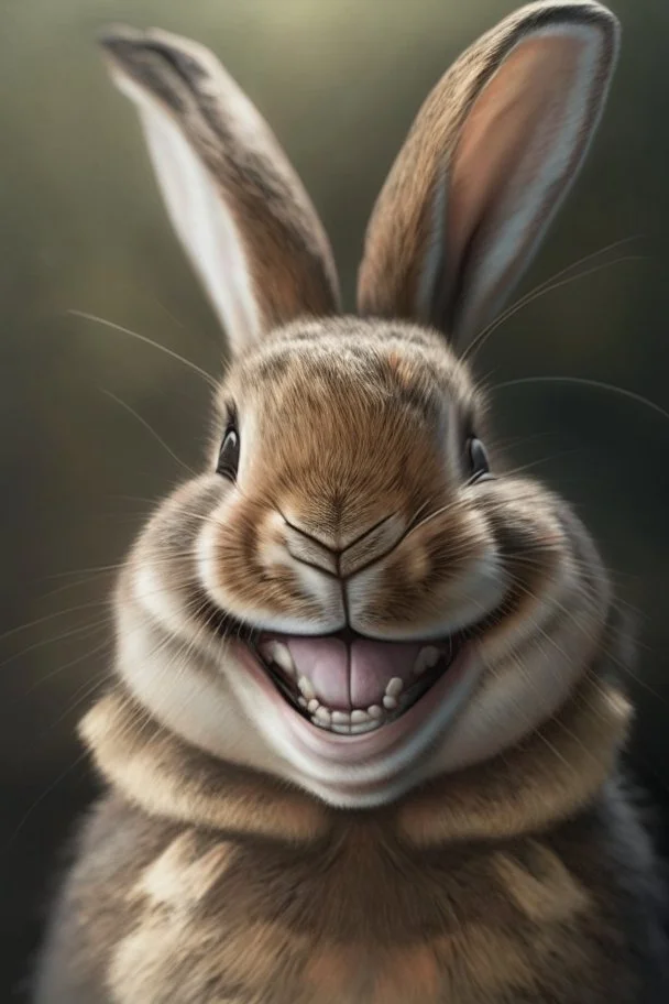 photorealistic bunny smile