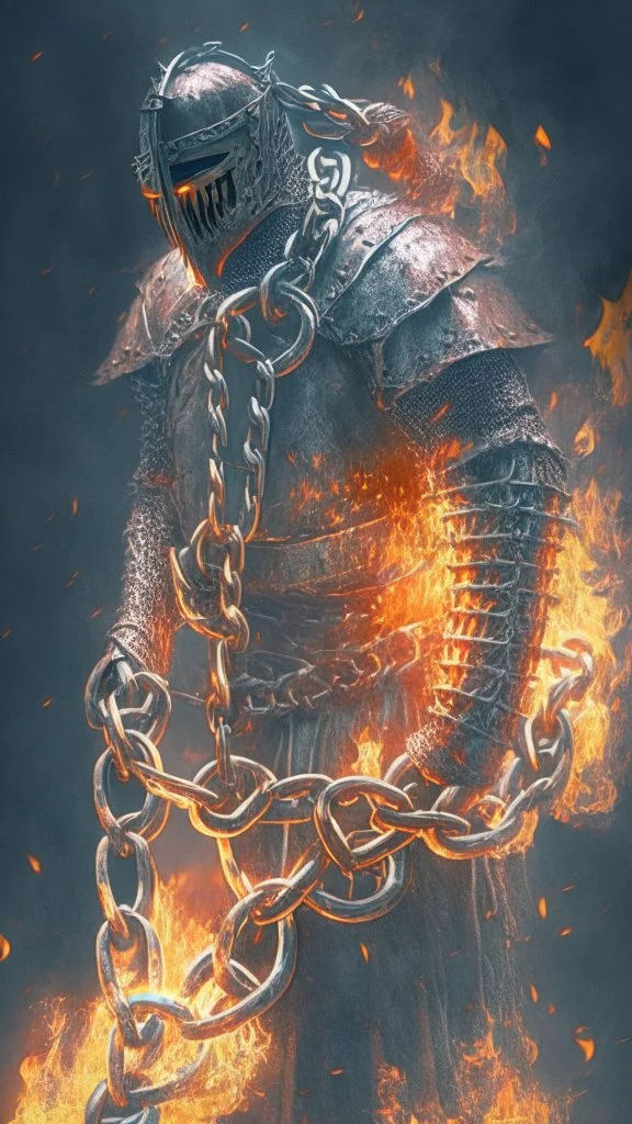 burning chains draggin a knight