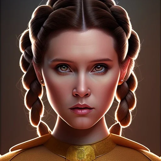 photorealistic princess leia in star wars ,braided hair, illustration on coarse canvas by <artgem>, ornate and intricate details , soft smooth lighting, ultra detailed concept art,