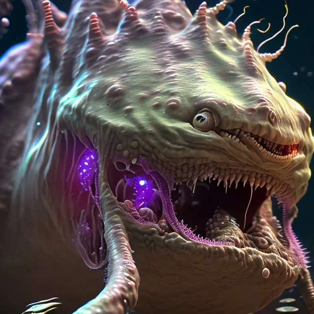 fluid ink angler fish creature, unreal engine 5, 8k resolution, photorealistic, ultra detailed