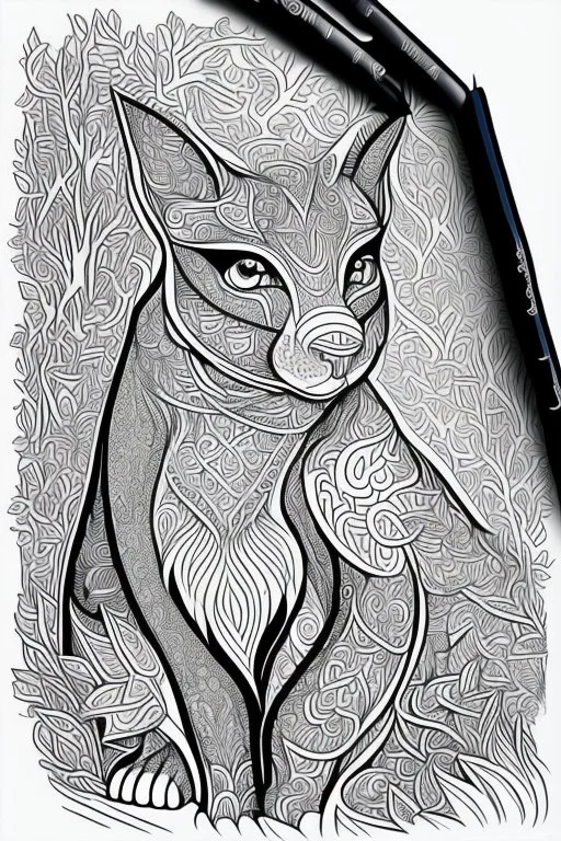 coloring book page of a magical animall, monochrome, blacn and white, sharp, sketch drawing